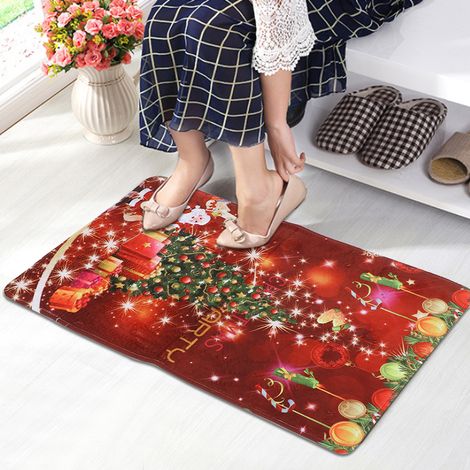 Tapis de sol antidérapant motif Noël, décoration pour maison, bureau, salle de bain, cuisine (1/4)