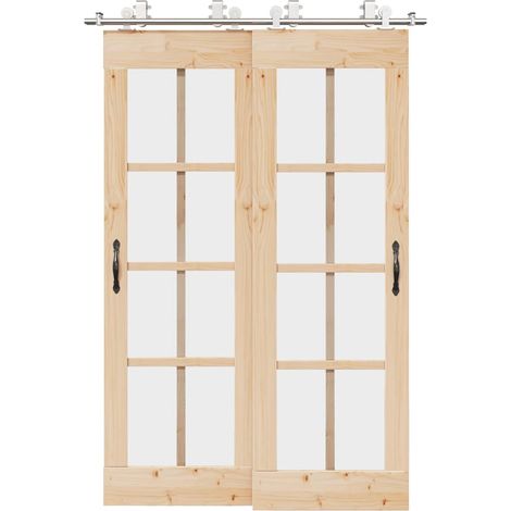 Schiebetür-Beschlagsatz 183 cm Edelstahl Silbern