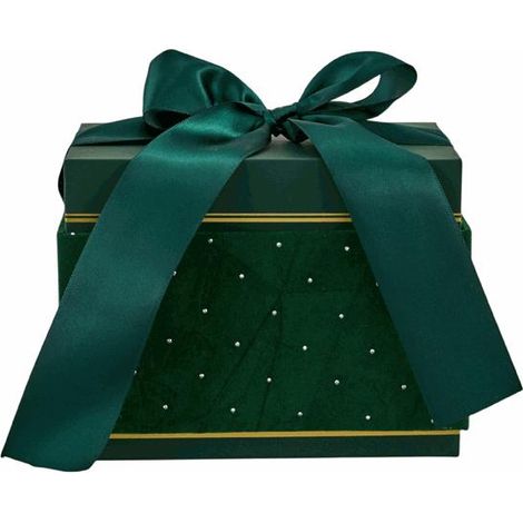 L'Arcolaio Scatola Natalizia Rettangolare in Velluto Piccola Velvet Verde 16,3x10,6x12,1 cm
