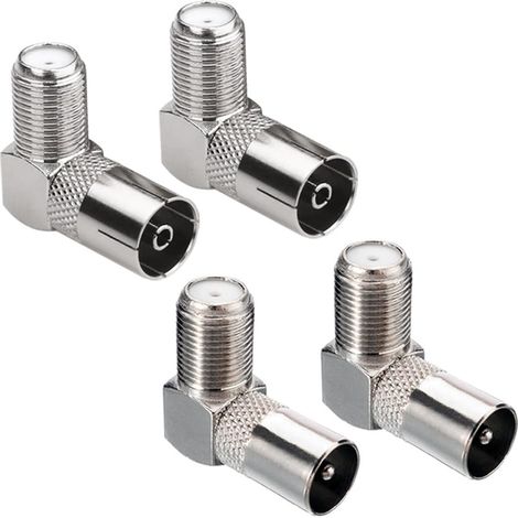 4 Pièces Connecteurs femelle/femelle de Type F à 90 degrés, adaptateurs coaxiaux RF pour antenne Satellite à Angle droit