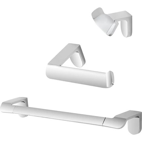 Set con appendino, porta rotolo e porta salviette a muro cromo Fusion (1/5)