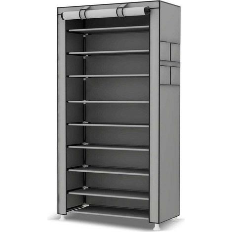 Trade Shop - Scarpiera Salvaspazio 10 Ripiani 27paia Di Scarpe Scaffale Acciaio E Tessuto Tnt - (1/5)