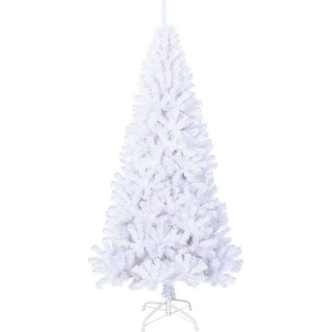 Sapin de Noël artificiel branches épaisses en PVC avec support métallique blanc 240 cm (1/5)
