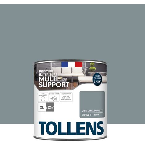 Peinture extérieure multisupport - Ultra résistante et économique - TOLLENS - Satin - Gris Chaleureux - 2L = 28m²