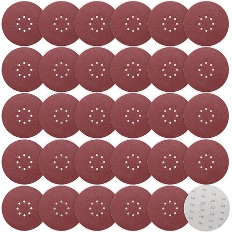 30 Pièces Disque Poncage 225 mm Grain 40, Disques Abrasifs 9 In 8 trous Ronds Papier for Ponceuse Girafe (1/5)
