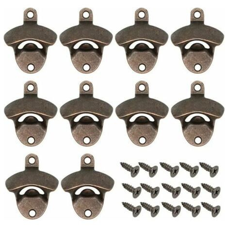 Lot de 10 décapsuleurs muraux vintage en bronze avec 20 vis assorties pour bar, cuisine, accessoires de maison (1/5)