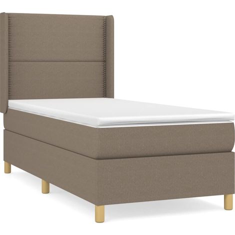Maison Exclusive - Cama box spring con colchón tela gris taupe 10