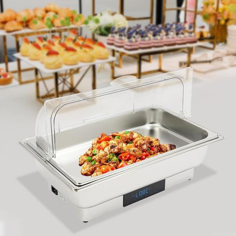Chafing dish électrique, chauffe-plats pour buffet, récipient chauffant en acier inoxydable pour buffets, restaurants, snacks, réunions de famille, hôtels, 56 x 36 x 35 cm (1/5)