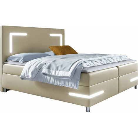 Lit boxspring Vallis, Soft 033, Continental, Double, 180x200, Faux cuir, Disponible, 180x212x120cm, LED: Disponible (1/5)