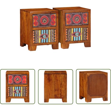 vidaXL Nachttisch 2 Stk. 35x35x45 cm Massivholz Akazie (1/5)