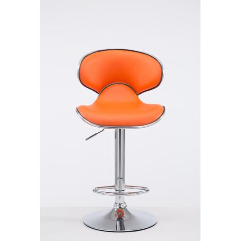 Tabouret de bar Las Vegas V2 similicuir avec pied en métal Orange Chrome (1/8)