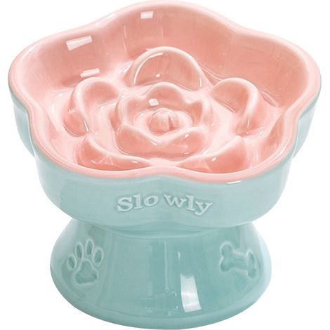 Bol Ralentisseur Pour Chats - Bol En Céramique Anti-Glouton - Pour Chats Et Petits Chiens - 150 Ml - Design Floral Incliné (1/5)