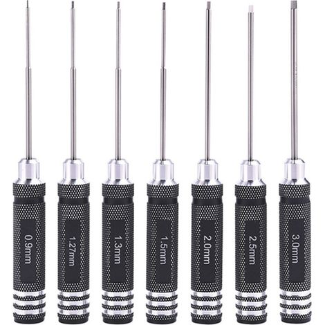 Kit d'outils miniatures pour tournevis hexagonaux (7 pièces) - Outil utilitaire pour retirer les tournevis hexagonaux (0,9-3,0 mm) (1/5)