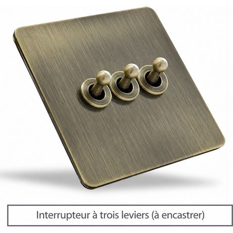 Interrupteur mural rétro type 86 3 boutons simple et va-et-vient universel bronze brossé 9,5 × 9,5 × 4,8 cm – Livraison gratuite (1/5)