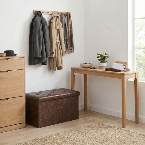 Nemora Saddle 75 - Cassapanca Ottomana 76,2x38,1x38,1 cm Pouf Contenitore Poggiapiedi in Similpelle Marrone (1/4)