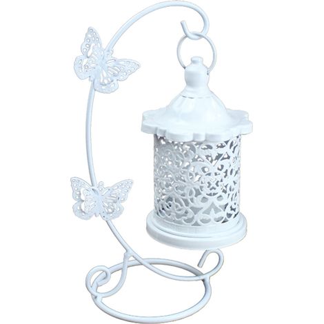 Bougeoir électrique en rotin à suspension papillon, chandelier creux en fer forgé, lampe porte-bougie, artisanat quotidien (1/5)