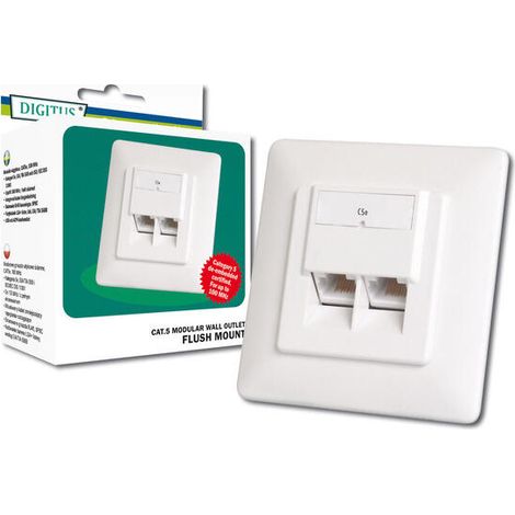 DIGITUS Zásuvka Profi STP 2 port, Cat5E pod omietku, LSA, biela (1/4)