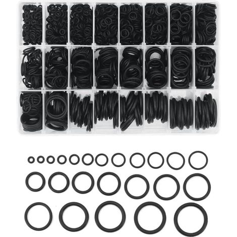 Kit de juntas tóricas, 1200 piezas, 24 tamaños, surtido de juntas tóricas de goma para juntas de sellado. (1/4)