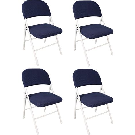 Paquete de 4 fundas elásticas de terciopelo para sillas plegables, extraíbles y lavables, para comedor, boda, oficina, banquete, fiesta, decoración universal (azul)