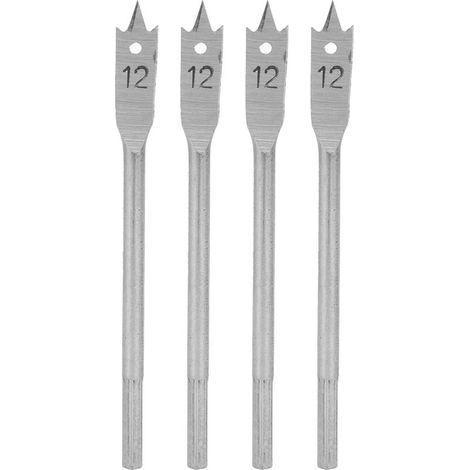 Mèche Plate - Acier Au Carbone - Pour Bois - Diamètre 12 mm - Longueur Totale 45 mm - Lot De 4 (1/5)