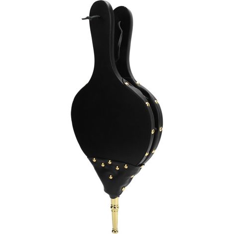 Fuelle manual para chimeneas y barbacoas: fabricado en madera maciza con punta dorada, ideal para acampadas y fogatas al aire libre.
