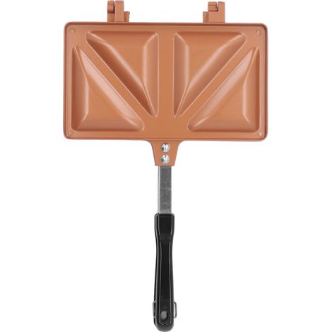 Appareil à sandwichs chauds en alliage d'aluminium, grille-pain à hot-dogs, poêle à frire double face, plaque de cuisson pour sandwichs, couleur or (1/5)