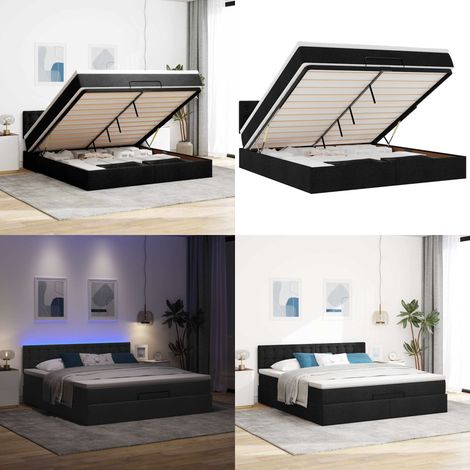 VidaXL Cadre de lit ottoman avec matelas noir 160x200 cm tissu (1/5)