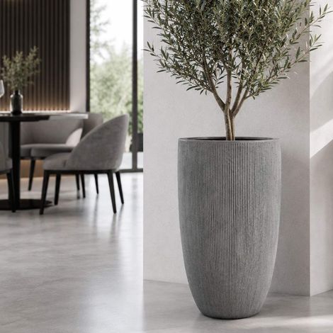 Vaso in plastica HDPE poliresina alta densità per piante Conico Grigio h 57,5