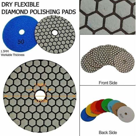 Stück 4 Zoll / 100 mm Diamantpolierscheiben, Trockenpolierpads für Marmor, Granit, Stein, Beton (gemischte Körnung) (1/5)