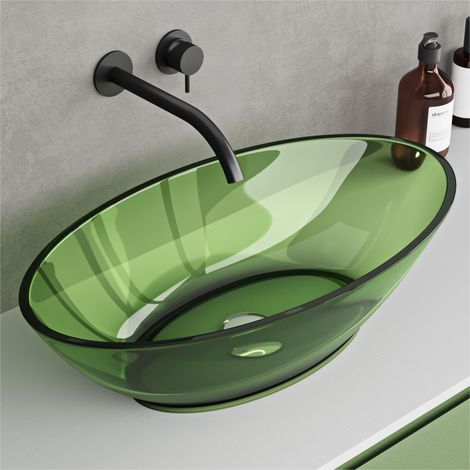 doporro Aufsatzwaschbecken Waschbecken Waschschale aus Harz BTH: 630x340x170mm Handwaschbecken in Apfelgrün für Badezimmer und Gäste-WC, Waschplatz ohne Armaturloch Coloria02 (1/5)