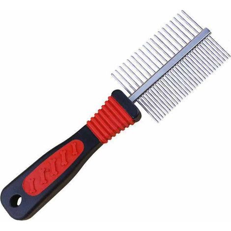 Peigne de Toilettage de Chien, Peigne Rateau pour Chats Peigne avec Arrondies dents double face en metal Brosse Peigne antipuces pour Animaux à Poils Moyens et Longs Peigne de toilettage (1PCS) (1/5)
