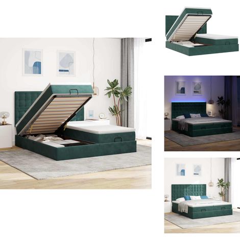 Cadre de lit ottoman avec matelas vert foncé 180x200cm velours - Lit Ottoman - Lits Ottomans - Cadre De Lit - Cadre De Lit Avec Rangement (1/5)
