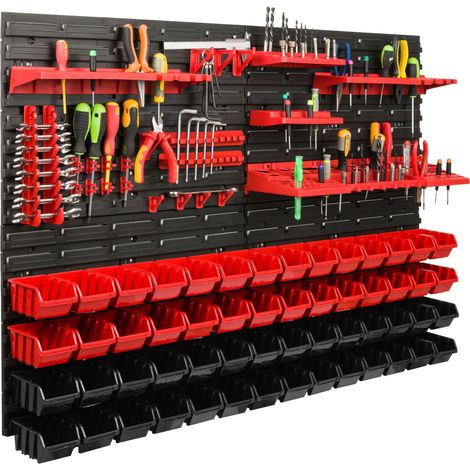 Panneau à outils d'atelier 115 x 78 cm + 56 plateaux (1/5)