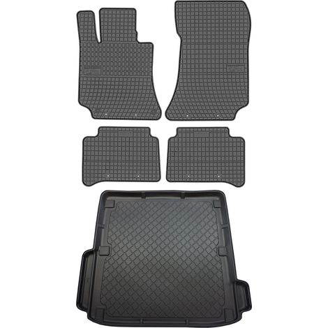 Juego de alfombrillas de goma para coche y maletero para Mercedes Clase E W212 Familiar (2009-10.2016).
