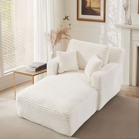 Canapé chaise longue moderne en velours côtelé, canapé-lit confortable / fauteuil de relaxation sans montage, chaise longue pour salon, bureau et appartement (1/5)