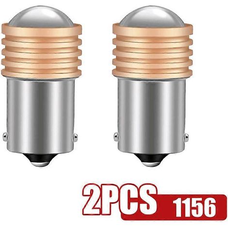 Lot de 2 ampoules LED P21W 1156 BA15S 1157 BAY15D P21 5W R5W R10W 9SMD 3030 pour clignotants de voiture, rotation 12V, blanc, universel, feu de recul (1/5)