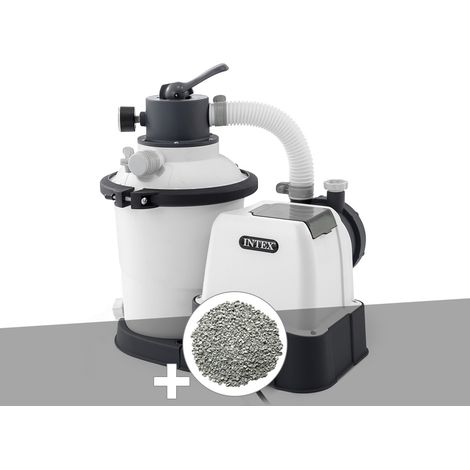 Intex – Filtre à sable 2 m³/h – 10 kg de zéolite – Pour piscine jusqu'à 17 m³ – Vanne 6 voies – Consommation 90 W – Diamètre cuve 203 mm