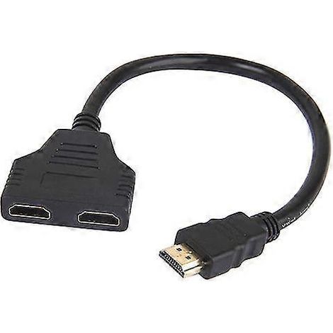 Adaptateur/convertisseur de câble répartiteur HDMI compatible 1080p, 1 entrée, 2 sorties (mâle vers femelle). (1/5)