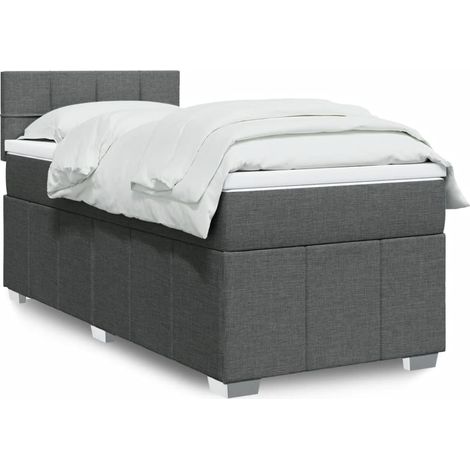 Boxspringbett mit Matratze Dunkelgrau 100x200 cm Stoff (1/5)