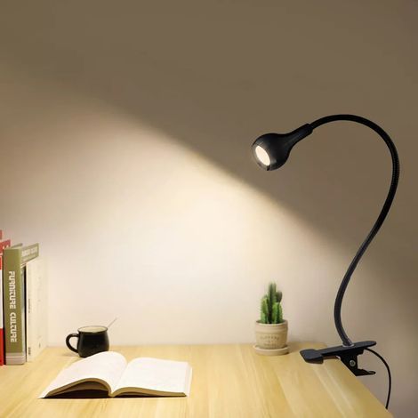 Lampada da scrivania a LED creativa da 5W con clip, interamente in lega di alluminio con cavo USB flessibile universale, comoda lampada per gli occhi, lampada da comodino per leggere e studiare. (1/4)