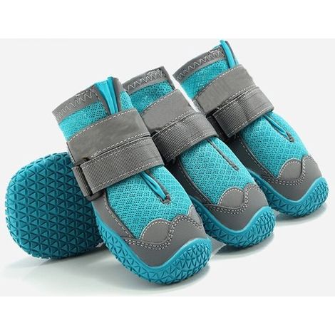 4 scarpe per cani, scarpe traspiranti con suole antiscivolo, scarpe riflettenti per neve e passeggiate, blu, larghezza interna 4 cm (1/5)