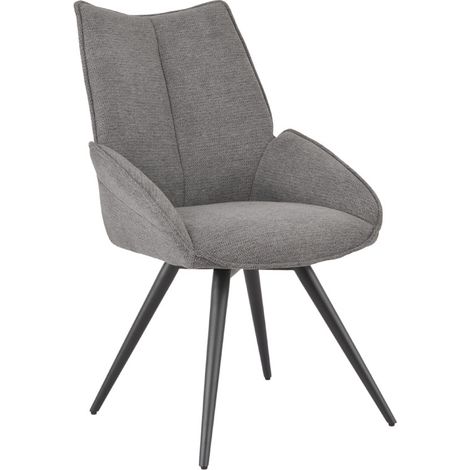 Chaise pivotante 180° tissu gris anthracite pieds métal noir - PALOMA (1/5)