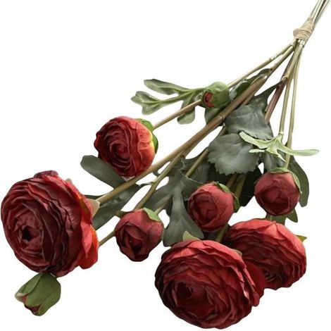 Bouquet de roses artificielles à 9 têtes pour décoration de maison, fête de mariage, arrangement floral artificiel durable pour salon, chambre à coucher, centre de table (rouge) (1/5)