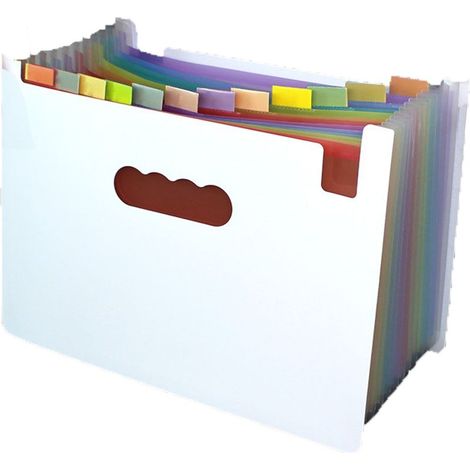 Faltbarer Aktenordner – mit Klebeetiketten – Dokumentenorganisation – 5 versiegelte Fächer – strapazierfähiges PP – 32 x 23 x 8 cm – 1 Stück (1/5)