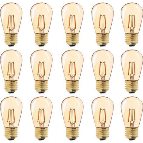 LED E27 Vintage Ampoule, ST45 Faciles à 1W = 10W Ampoules à Incandescence, Super Blanc Chaud 2200 K E27 Medium Base Ampoule Lampe de Chevet, Doré en Verre, Non Dimable, Lot de 15 (1/5)