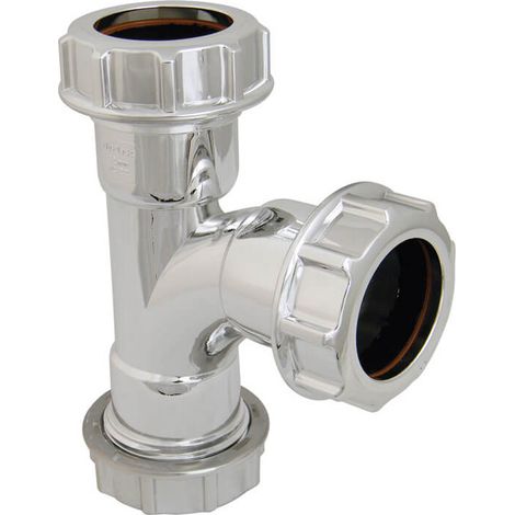 FloPlast 40mm Chrome Compression Waste Tee for Pipes