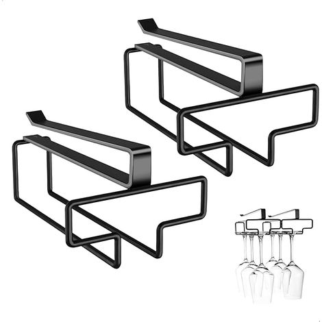Porte Verres Suspendu Bar Vin Verre Porte Tasse 2 Pièces Placard Cuisine Support Verre a Pied Suspendu Cuisine Restaurant (1/5)