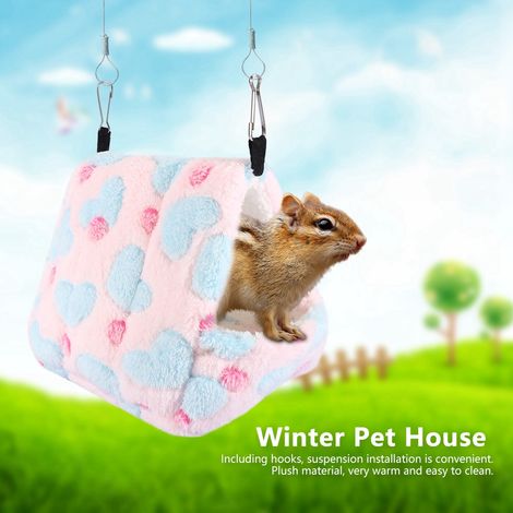 Lit-cage douillet et chaud pour animaux de compagnie en hiver, idéal pour un hamac, pour écureuil, lapin Totoro (rose, 14 x 12 cm) (1/5)