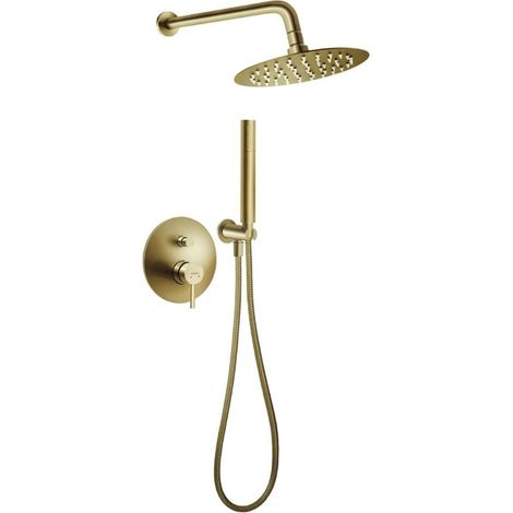 Novaservis Ferro Ciriculus - Conjunto de ducha con grifo empotrado, con cuerpo, diámetro 20 cm, oro cepillado BCK7PBG-SET1-S (1/2)