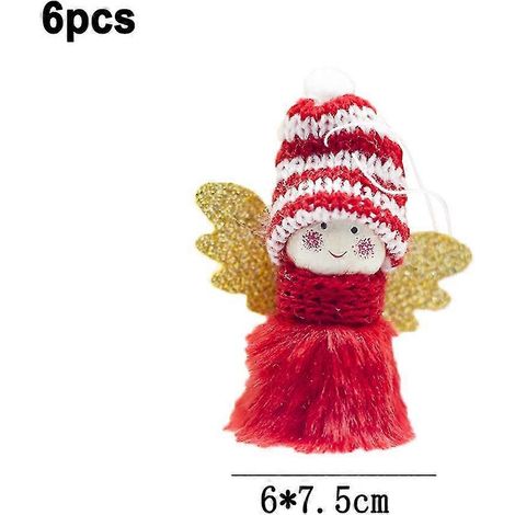 Pendentif ange pour sapin de Noël, décoration en peluche pour fenêtre ou porte - Lot de 6 (1/4)